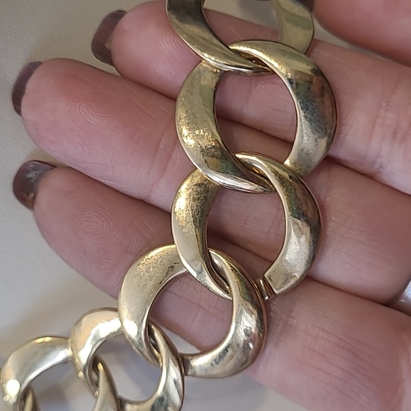 Fabulous chunky vintage chain choker necklace 18 in with lock & key 322 - Picture 9 of 12